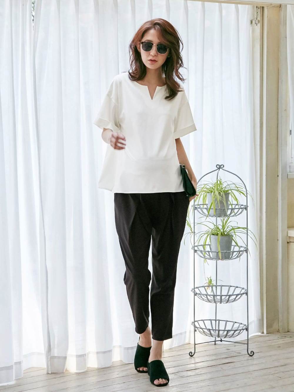 マタニティ トップス|スラッシュネック半袖トップス　マタニティ・授乳服【出産後も長く使える】|オフホワイト